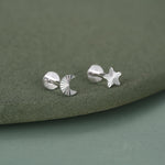 Sterling Silver Mismatched Moon Star 16G Flat Back Earrings