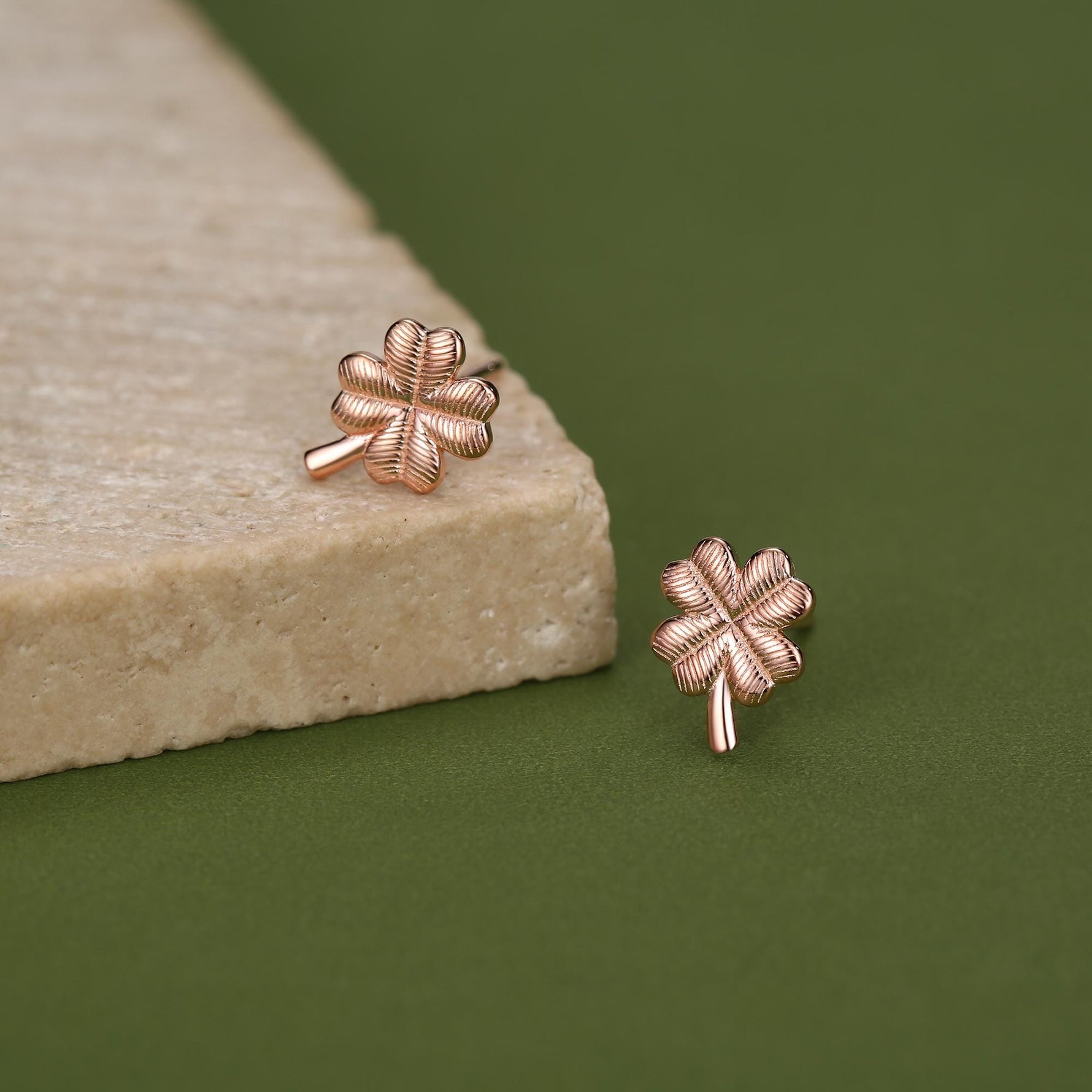 Sterling Silver Four Leaf Clover Stud Earrings