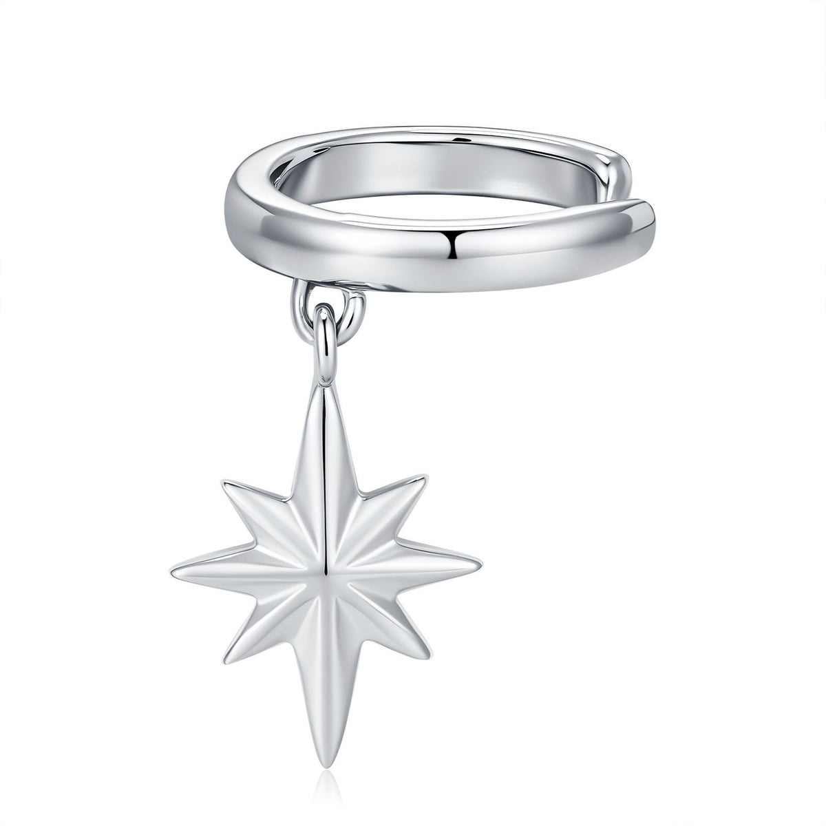 Sterling Silver Dangle Starburst Ear Cuff