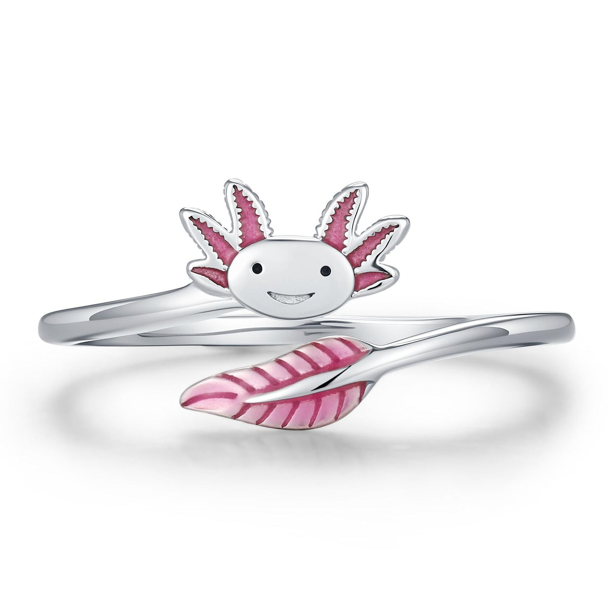 Sterling Silver Enamel Axolotl Adjustable Ring