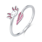 Sterling Silver Enamel Axolotl Adjustable Ring