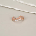 Sterling Silver Double Band CZ Wave Ear Cuff