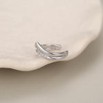 Sterling Silver Double Band CZ Wave Ear Cuff
