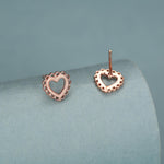 Sterling Silver Lace Heart Stud Earrings