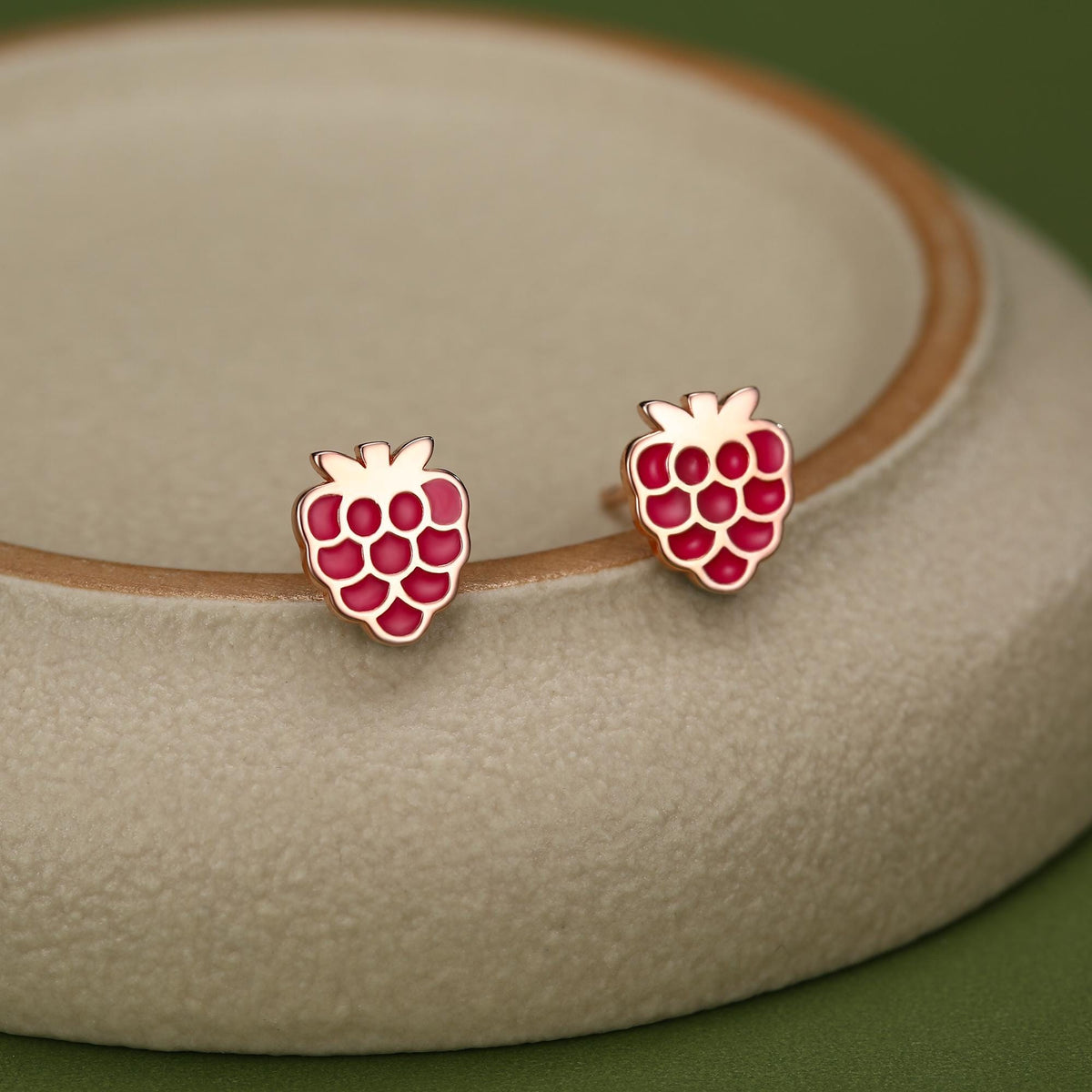 Sterling Silver Enamel Raspberry Stud Earrings