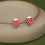 Sterling Silver Enamel Raspberry Stud Earrings