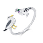 Sterling Silver Seagull and Pigeon Adjustable Ring