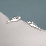 Sterling Silver Sardine Stud Earrings