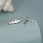 Sterling Silver Sardine Stud Earrings