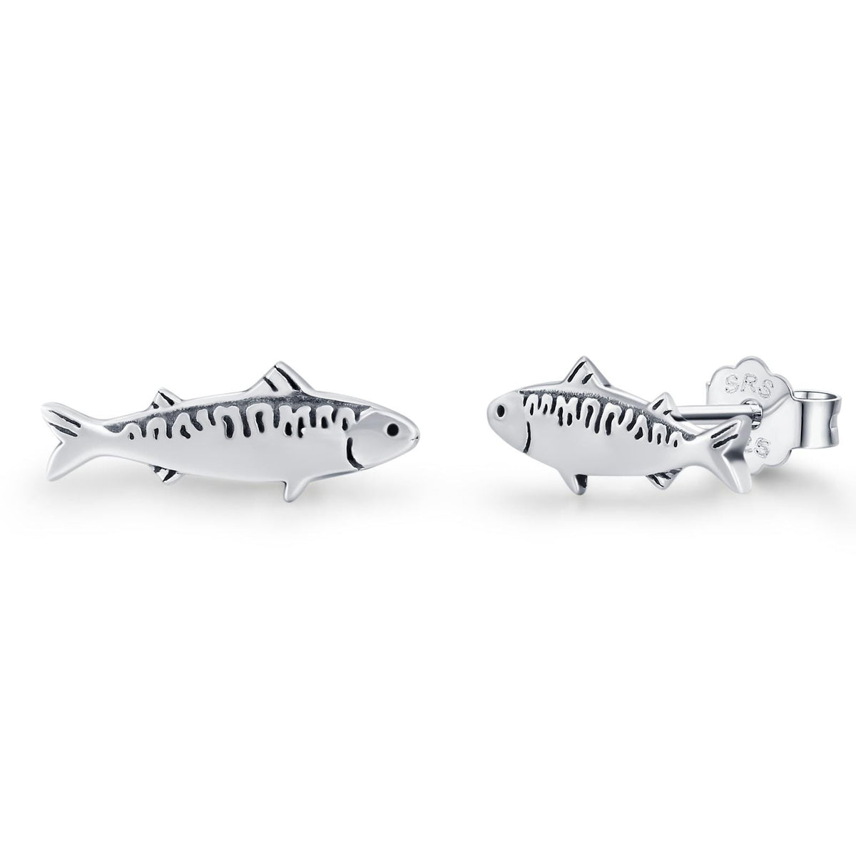 Sterling Silver Sardine Stud Earrings