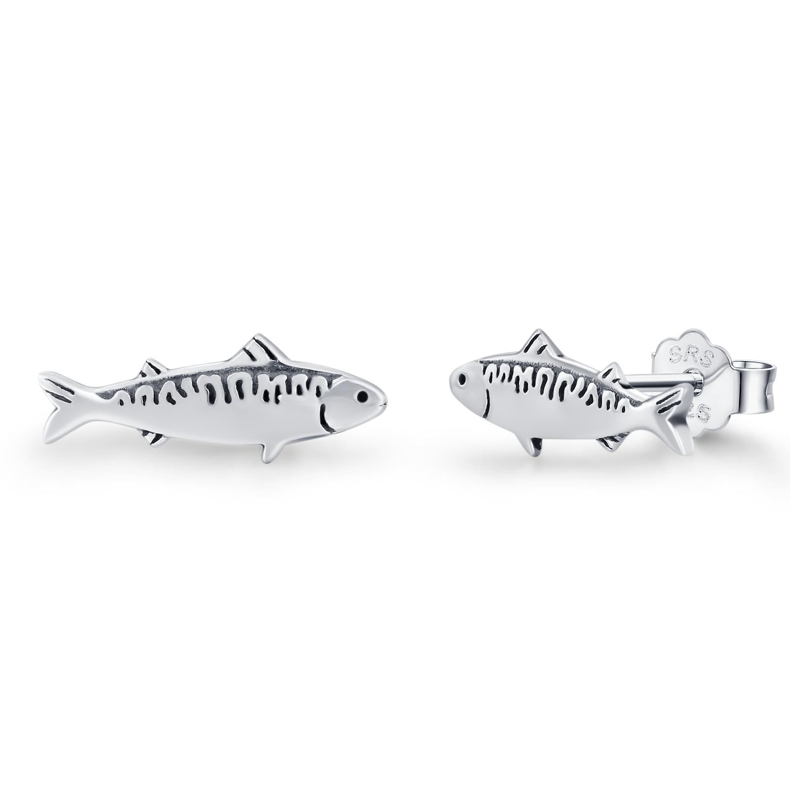 Sterling Silver Sardine Stud Earrings