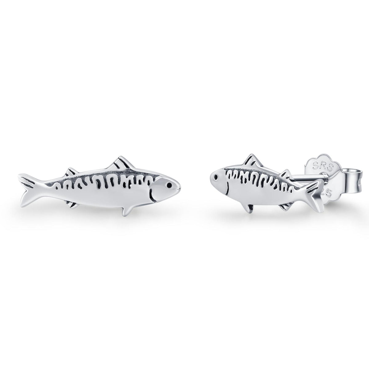 Sterling Silver Sardine Stud Earrings
