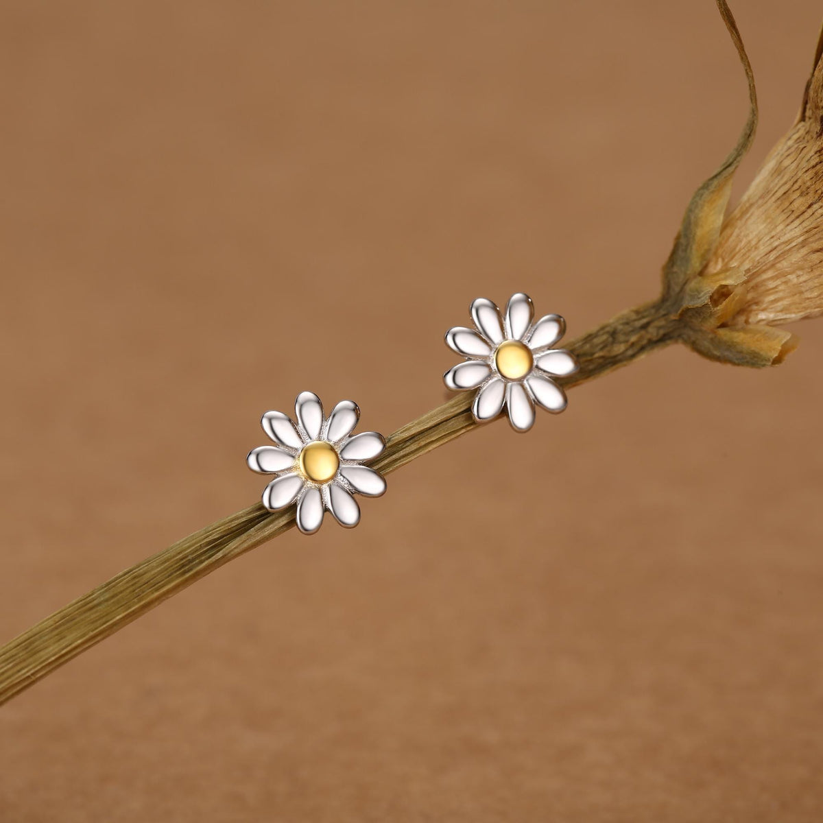 Little Daisy Flower Stud Earrings in Sterling Silver - Cute Flower Blossom Earrings - Fun, Whimsical