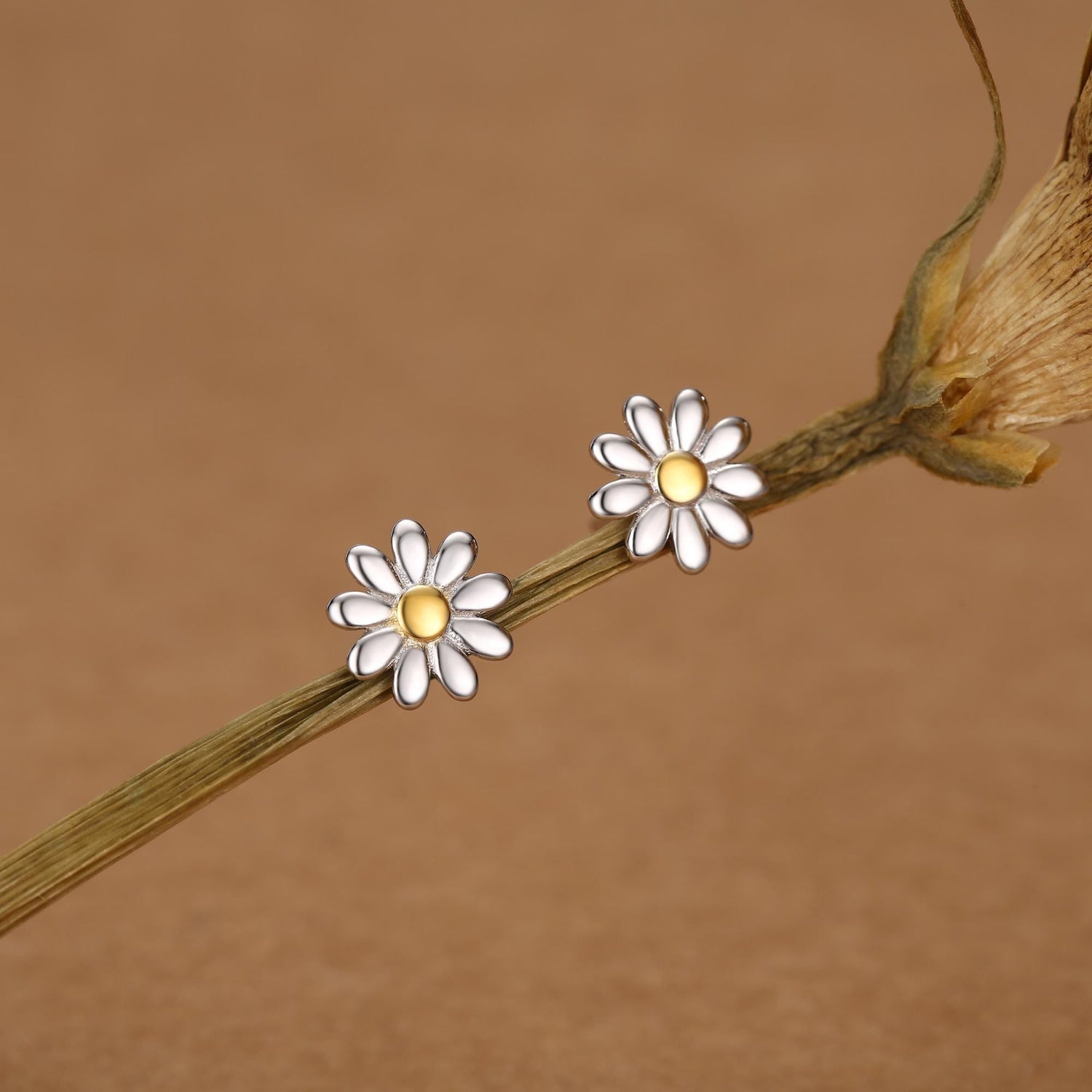 Little Daisy Flower Stud Earrings in Sterling Silver - Cute Flower Blossom Earrings - Fun, Whimsical