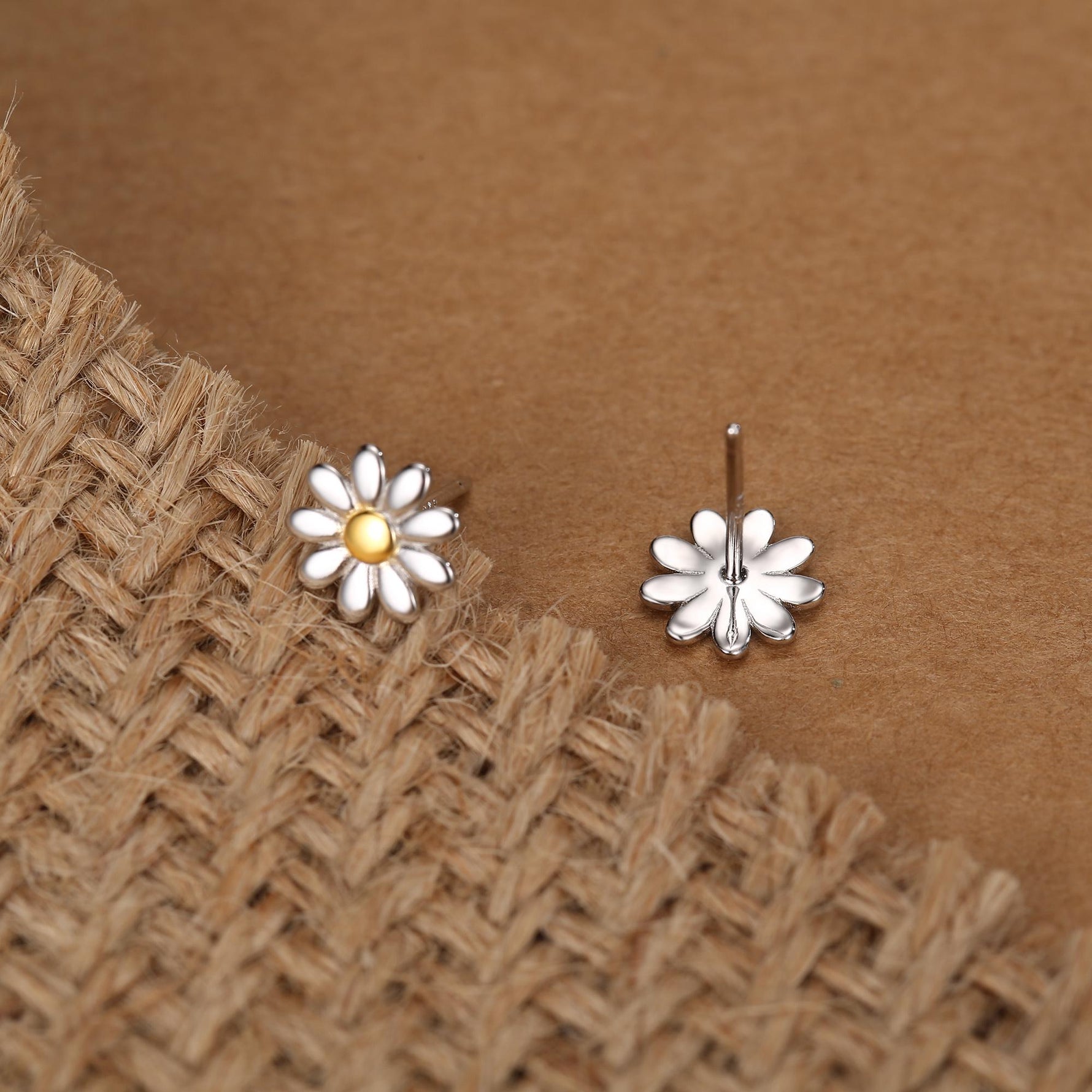 Little Daisy Flower Stud Earrings in Sterling Silver - Cute Flower Blossom Earrings - Fun, Whimsical