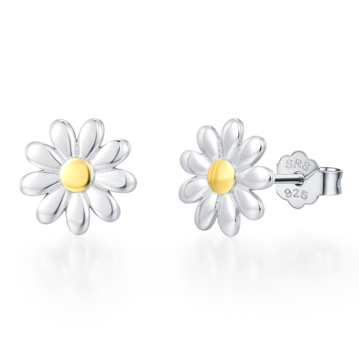 Little Daisy Flower Stud Earrings in Sterling Silver - Cute Flower Blossom Earrings - Fun, Whimsical