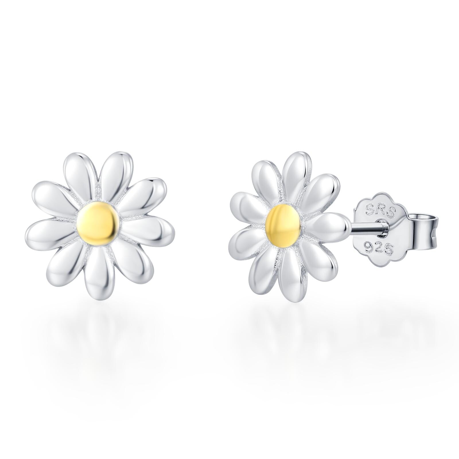 Little Daisy Flower Stud Earrings in Sterling Silver - Cute Flower Blossom Earrings - Fun, Whimsical