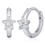 Tiny CZ Flower Huggie Hoops, CZ Hoop Earrings, Crystal Flower Huggie Earrings