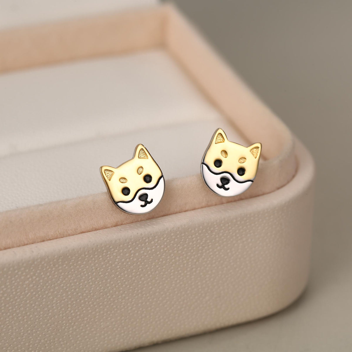 Japanese Shiba Inu Dog Stud Earrings in Sterling Silver - Dog Lover Earrings - Cute Animal Earrings - Cute, Fun, Whimsical