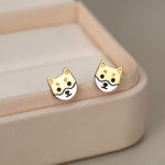 Japanese Shiba Inu Dog Stud Earrings in Sterling Silver - Dog Lover Earrings - Cute Animal Earrings - Cute, Fun, Whimsical