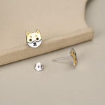 Japanese Shiba Inu Dog Stud Earrings in Sterling Silver - Dog Lover Earrings - Cute Animal Earrings - Cute, Fun, Whimsical