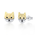 Japanese Shiba Inu Dog Stud Earrings in Sterling Silver - Dog Lover Earrings - Cute Animal Earrings - Cute, Fun, Whimsical