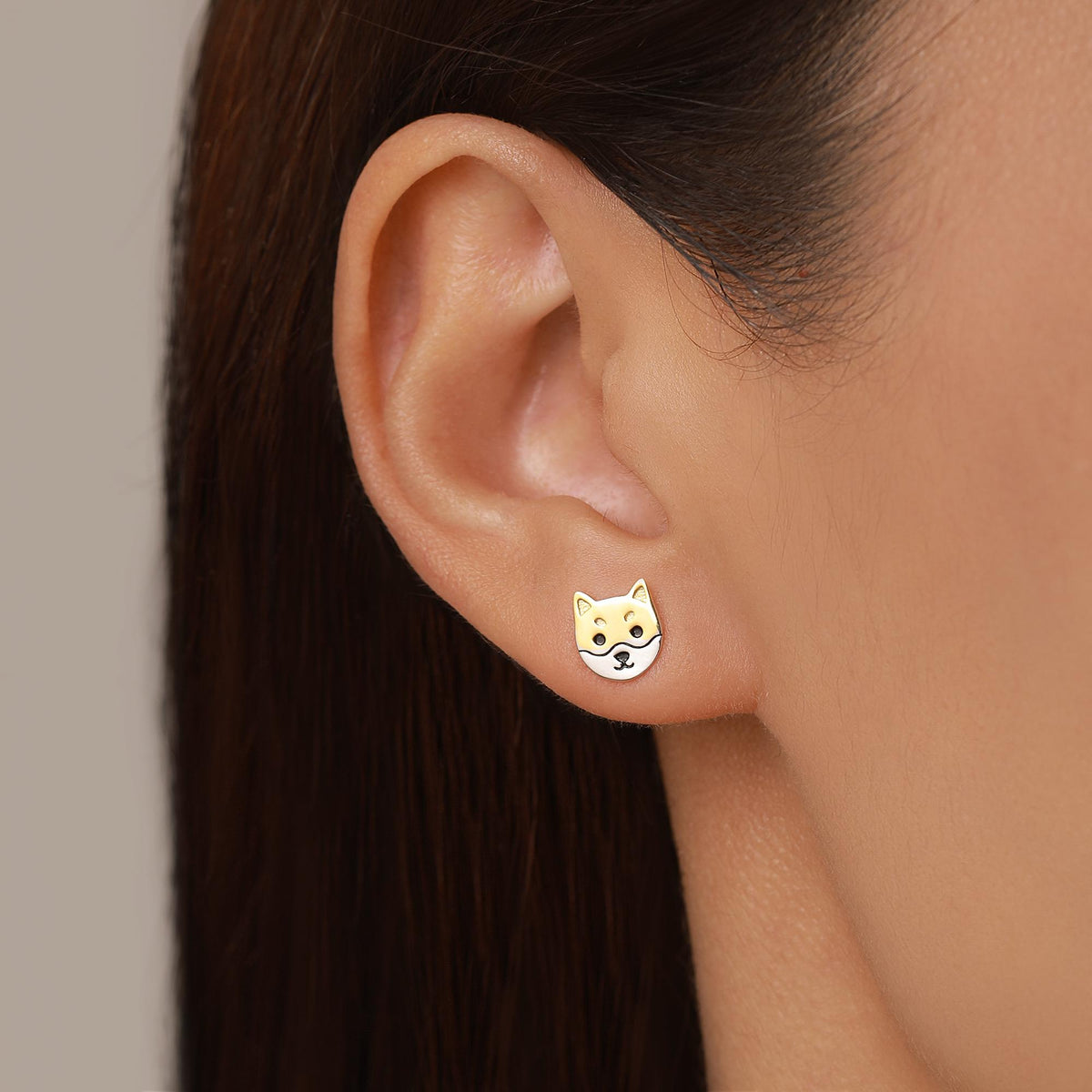 Japanese Shiba Inu Dog Stud Earrings in Sterling Silver - Dog Lover Earrings - Cute Animal Earrings - Cute, Fun, Whimsical