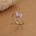 Vintage Pear Cut Amethyst Crown Halo Ring