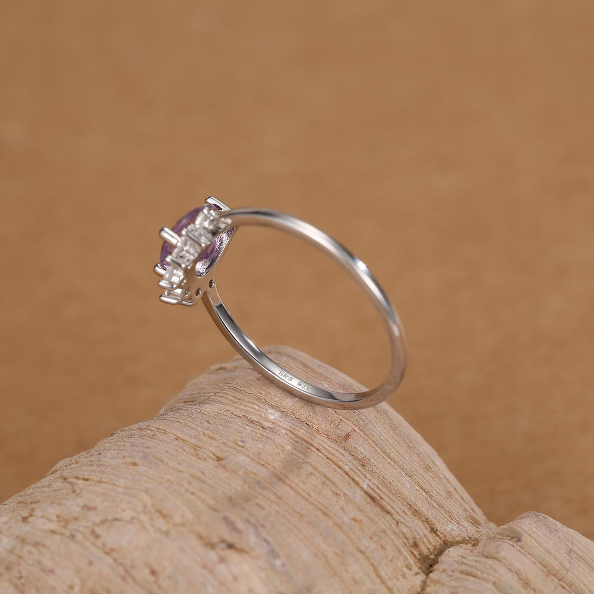 Vintage Pear Cut Amethyst Crown Halo Ring