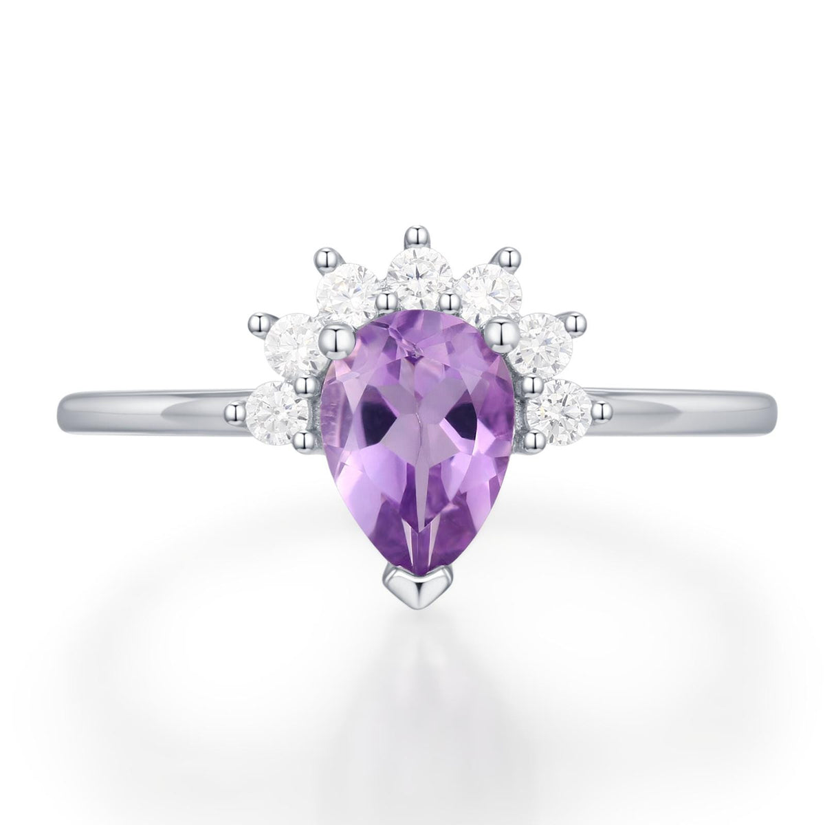Vintage Pear Cut Amethyst Crown Halo Ring