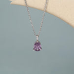 Amethyst Purple CZ Pear Pendant Necklace