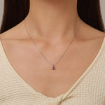 Amethyst Purple CZ Pear Pendant Necklace