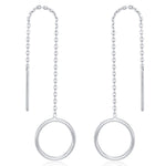 Sterling Silver Open Circle Threaders, Available in two Lengths, Delicate Circle Earrings, Minimalist Ear Threaders