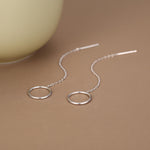 Sterling Silver Open Circle Threaders, Available in two Lengths, Delicate Circle Earrings, Minimalist Ear Threaders