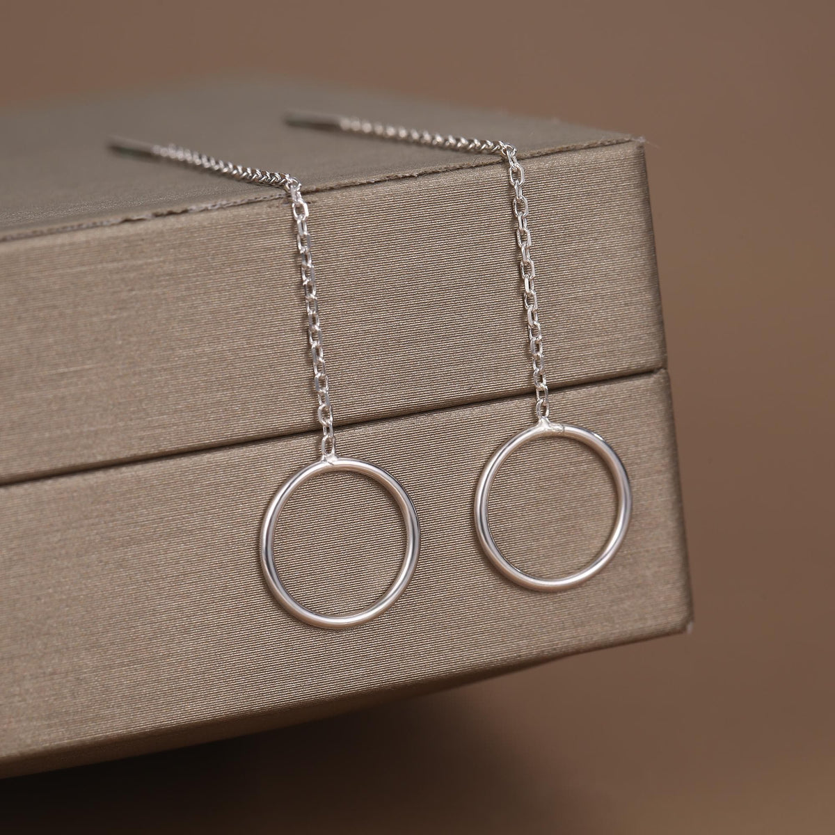 Sterling Silver Open Circle Threaders, Available in two Lengths, Delicate Circle Earrings, Minimalist Ear Threaders