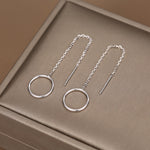 Sterling Silver Open Circle Threaders, Available in two Lengths, Delicate Circle Earrings, Minimalist Ear Threaders