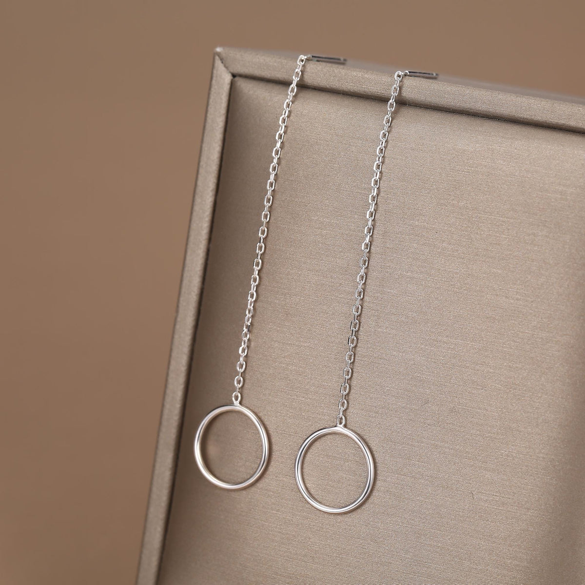 Sterling Silver Open Circle Threaders, Available in two Lengths, Delicate Circle Earrings, Minimalist Ear Threaders
