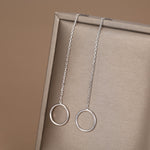 Sterling Silver Open Circle Threaders, Available in two Lengths, Delicate Circle Earrings, Minimalist Ear Threaders