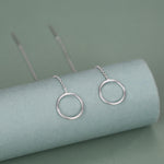 Sterling Silver Open Circle Threaders, Available in two Lengths, Delicate Circle Earrings, Minimalist Ear Threaders
