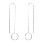 Sterling Silver Open Circle Threaders, Available in two Lengths, Delicate Circle Earrings, Minimalist Ear Threaders
