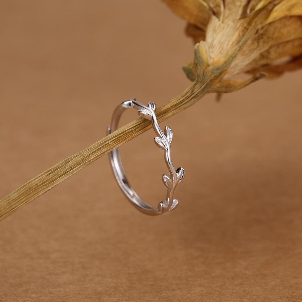 Minimalist Olive Branch Stacking Ring