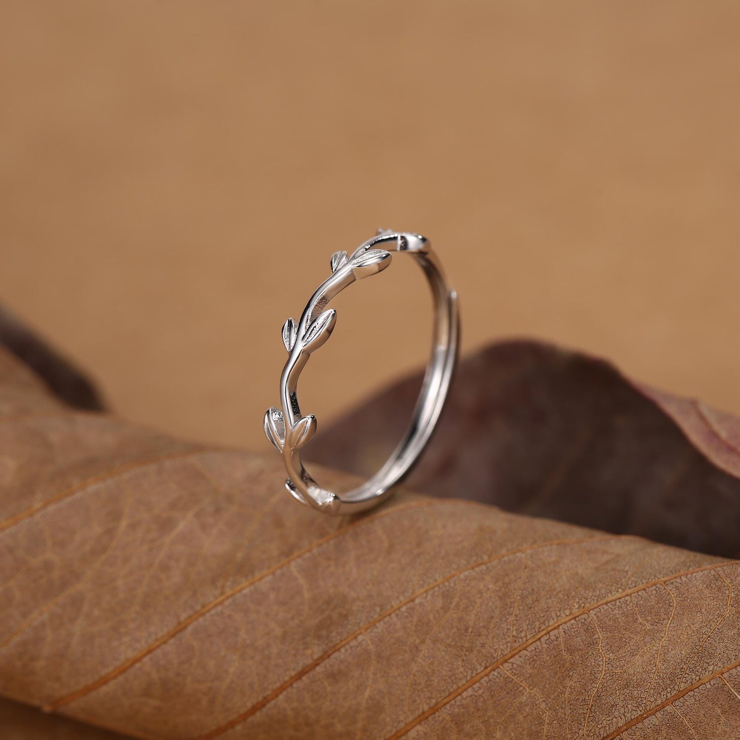 Minimalist Olive Branch Stacking Ring