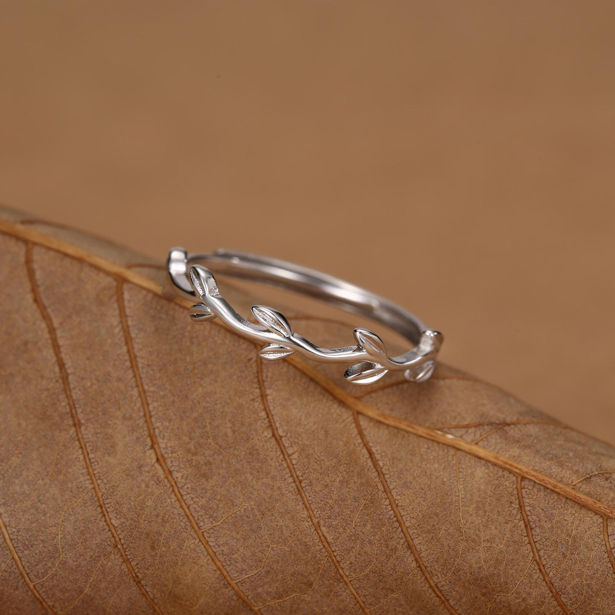 Minimalist Olive Branch Stacking Ring