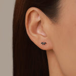 Black CZ Lotus Flower Stud Earrings in Sterling Silver