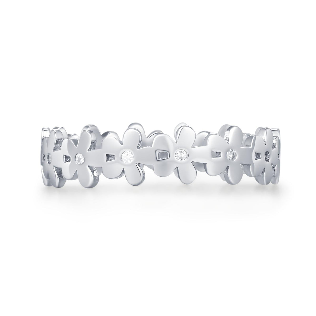 Sterling Silver Pretty Forget-me-not Flower Floral Motif Ring, Nature Inspired Jewellery, Adjustable Size