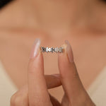 Sterling Silver Pretty Forget-me-not Flower Floral Motif Ring, Nature Inspired Jewellery, Adjustable Size
