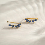 Sapphire Blue CZ Cluster Crawler Earrings in Sterling Silver, Silver or Gold, Blue CZ Marquise Ear Crawlers, CZ Cluster Earrings