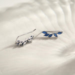 Sapphire Blue CZ Cluster Crawler Earrings in Sterling Silver, Silver or Gold, Blue CZ Marquise Ear Crawlers, CZ Cluster Earrings