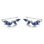 Sapphire Blue CZ Cluster Crawler Earrings in Sterling Silver, Silver or Gold, Blue CZ Marquise Ear Crawlers, CZ Cluster Earrings