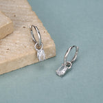 Oval CZ Huggie Hoop in Sterling Silver, Silver or Gold, Minimalist Simple Hoop Earrings, Detachable and Interchangeable